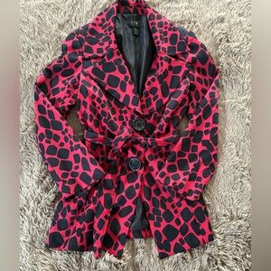 DVF Red and Black Patterned Trench Coat
